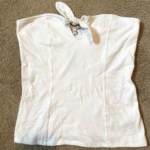 NWT Express White Strapless Tie Body-con Top, Size Medium